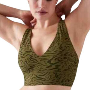 Athleta Transcend Plunge Bra D-DD Nina Animal Olive Women's Sz M New With Tags